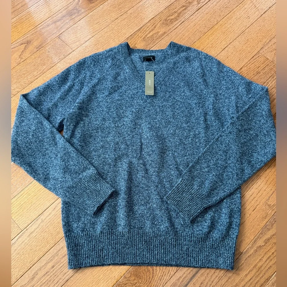 J.Crew Men’s Small Blue Marled 100% Lambswool V-Neck Sweater NWT